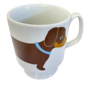 Print Run‎ Brown Dachshund  Mug Cup 4 1/2"  White  Brown